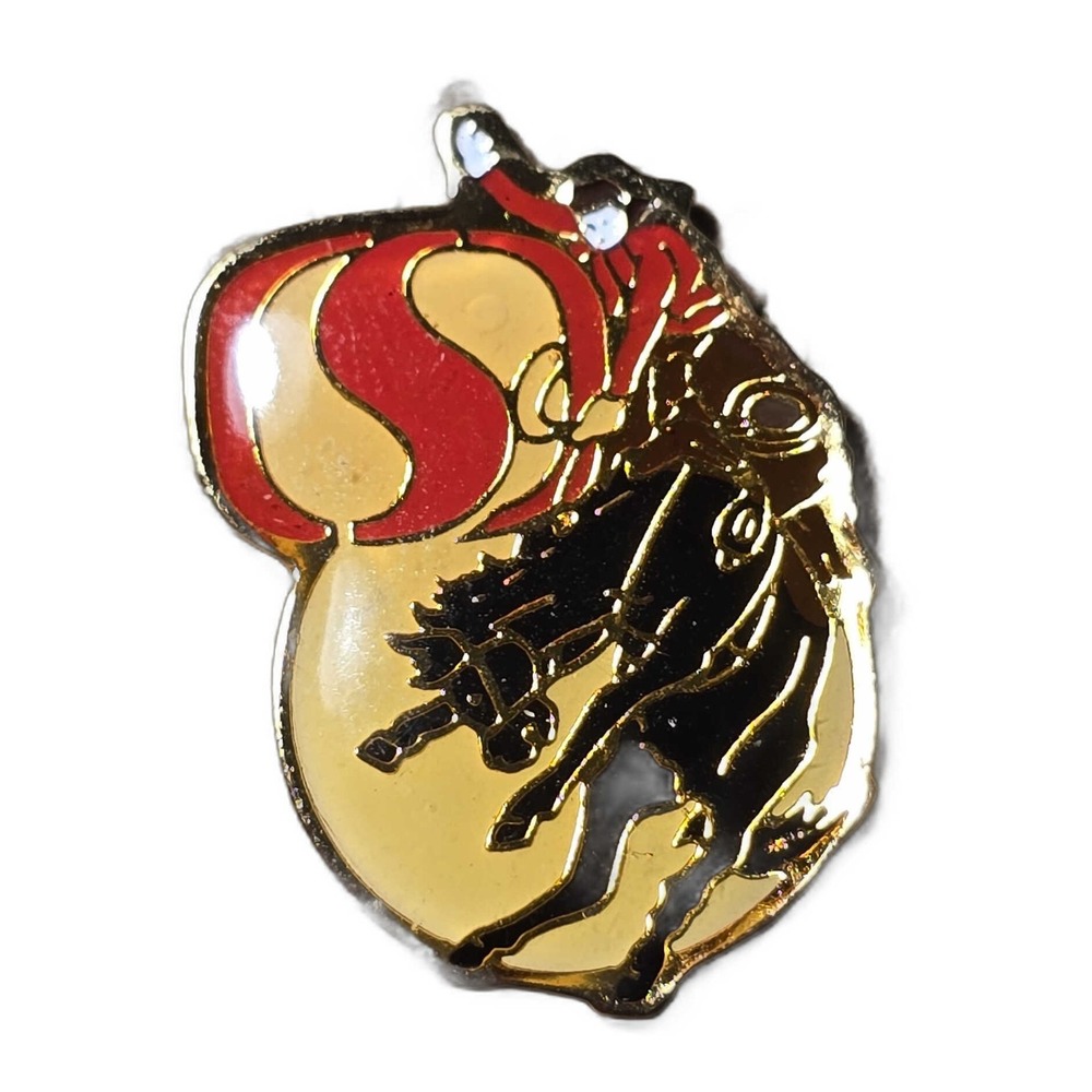 Equestrian Club S Initial and Horse Logo Commemorative Lapel Vest Hat Pin G2